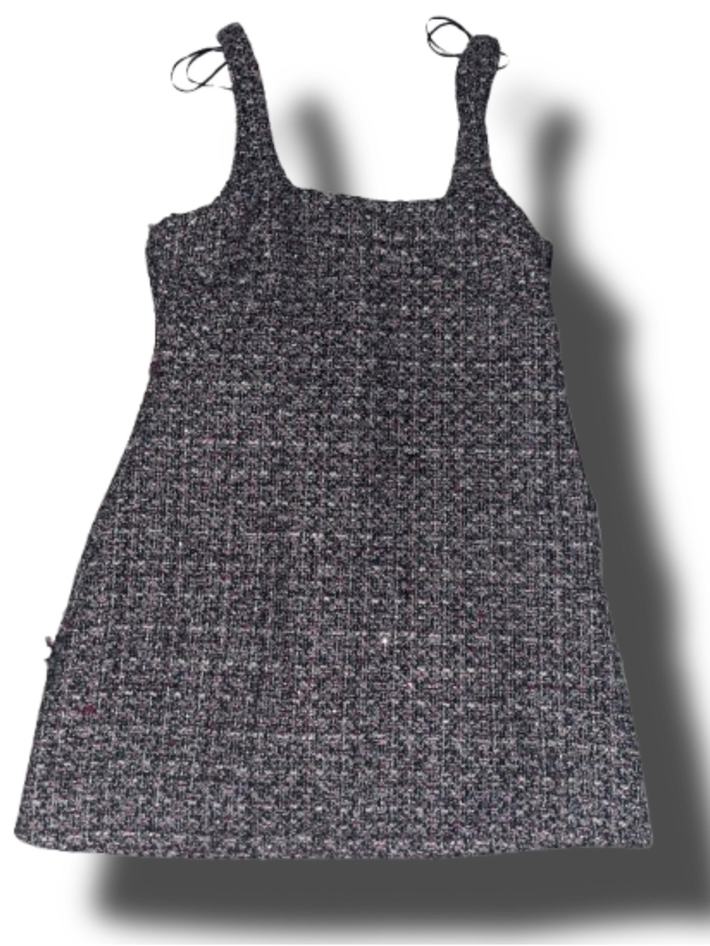 Zara Black Charcoal Tweed Mini Dress Brand New With Tags (Broken Zipper)